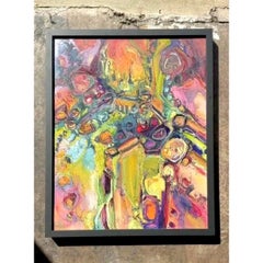 Vintage Original Abstract Oil Painting on Canvas