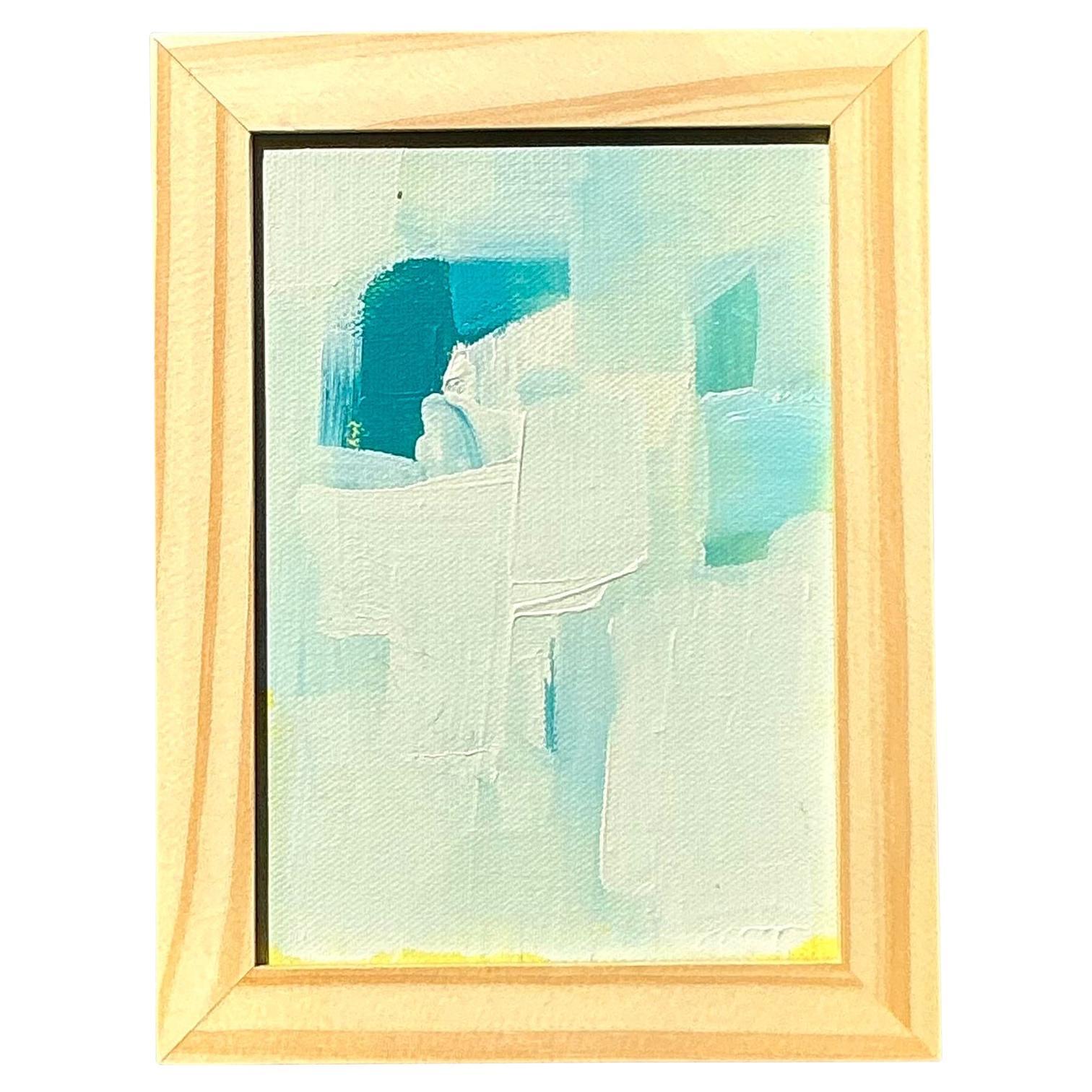 Pintura al óleo abstracta original vintage sobre lienzo