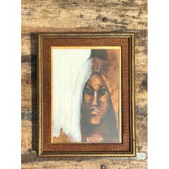 Retrato Abstracto Original Vintage de Mujer