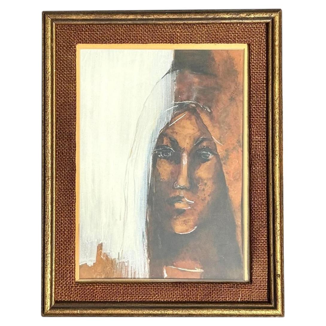 Vintage Original Abstract Portrait of Woman