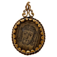 Vintage Original Antique Devotional Medal 18th Century Yellow Gold 18 Karat