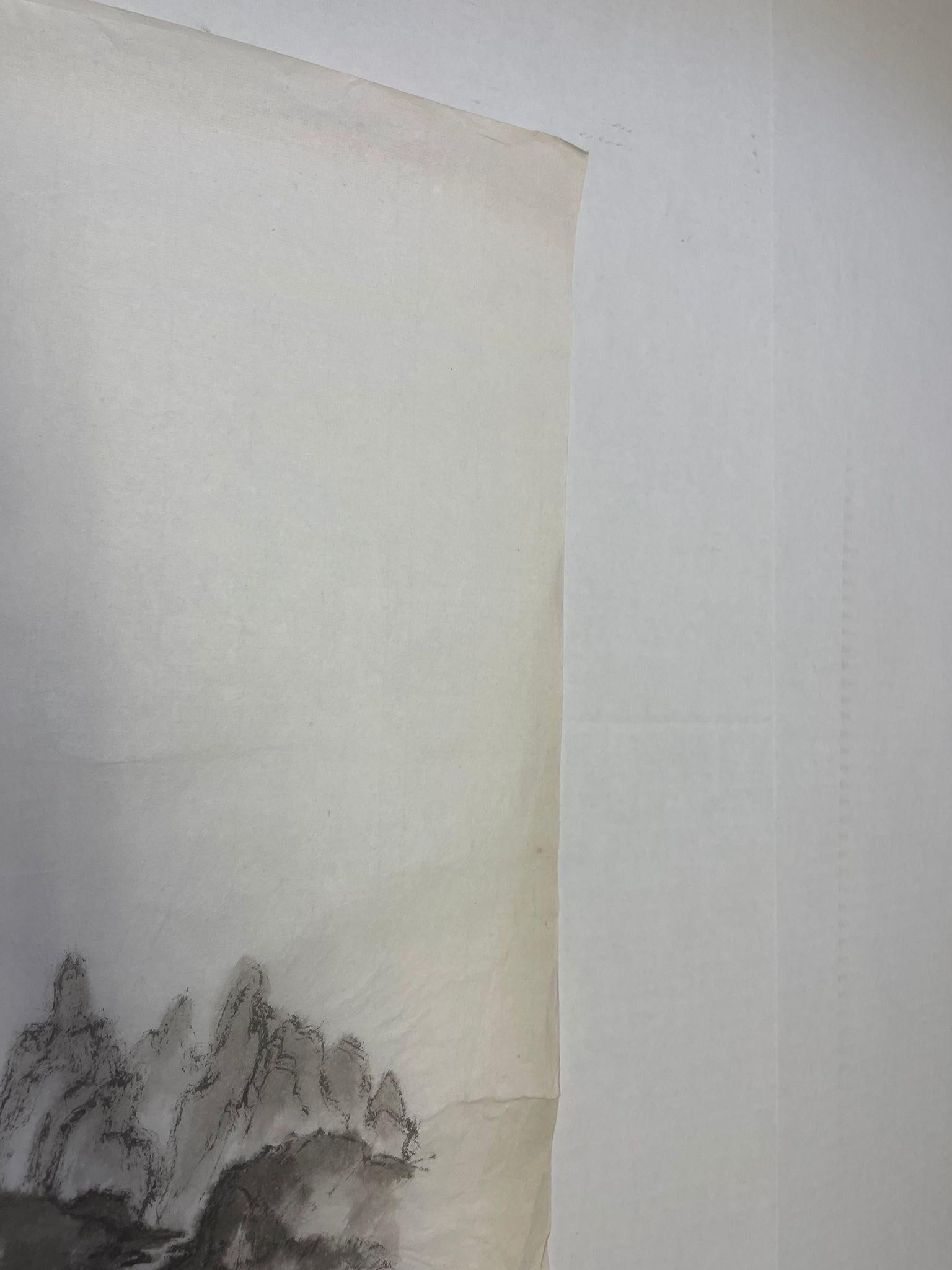 Original-Vintage-Kunstwerk einer Wasserfall-Landschaft auf Papier. im Angebot 2