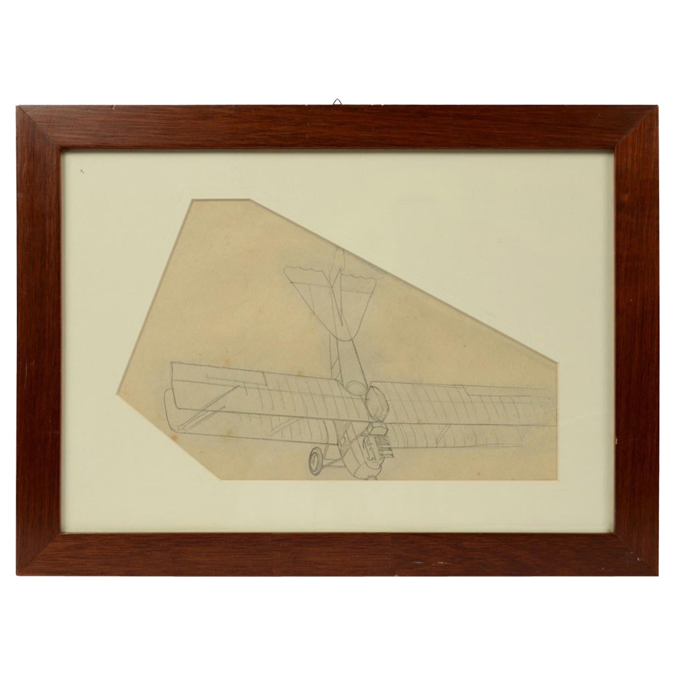 Original Vintage-Vintage-Bleistiftzeichnung eines Brandenburger CI-Flugzeugs aus dem WWI
