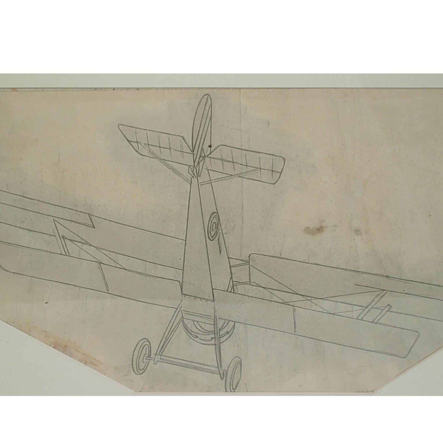 Pencil drawing depicting a single-seat biplane airplane fighter Hanriot HD 1, by Riccardo Cavigioli. Measure with frame cm 49 x 31 - inch19.3 x 11.8.
Riccardo Cavigioli was born in Milan on 10th November 1895 and he died in Gavirate (VA) on 27th