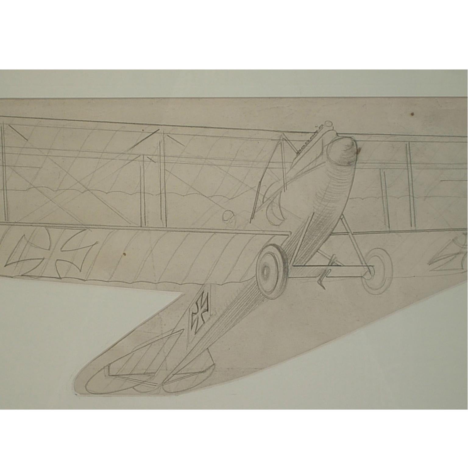 Pencil drawing depicting a two-seat biplane airplane for reconnaissance Albatros C III produced in 1916, by Riccardo Cavigioli. Measure with frame cm 53.5 x 31.4 - inches 21 x 13.

Riccardo Cavigioli was born in Milan on 10th November 1895 and he