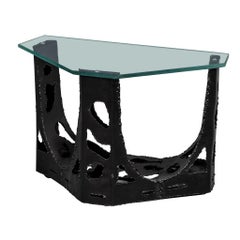 Vintage Original Brutalist Glass Top End Table