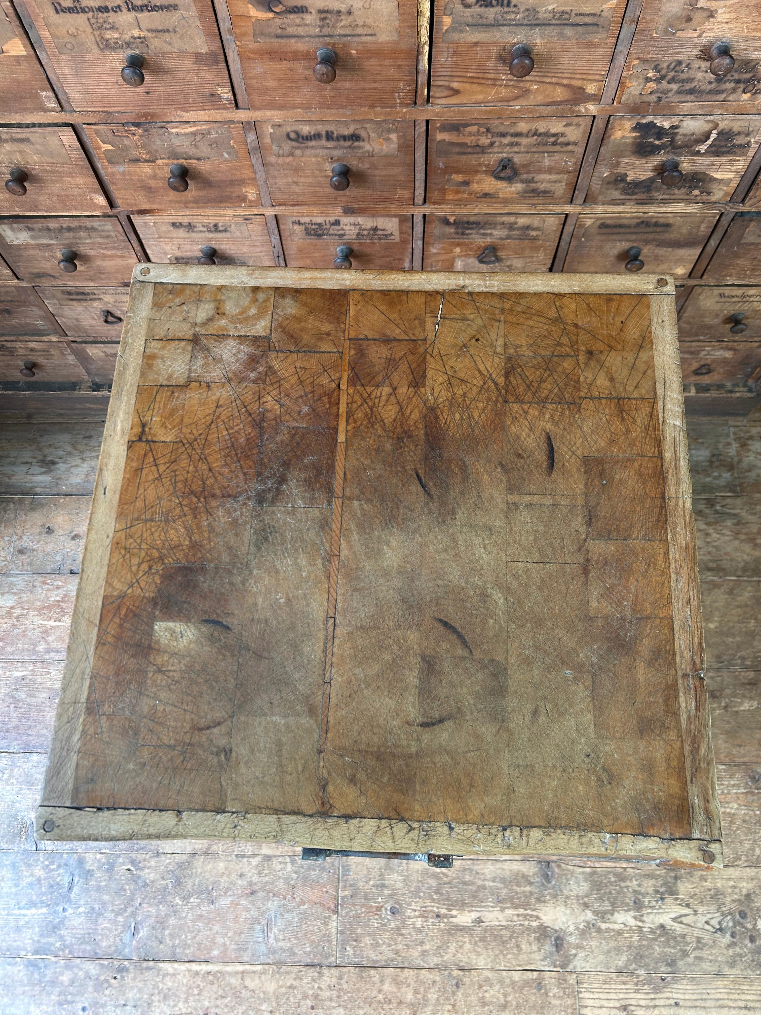 Hand-Crafted  Vintage Original English Butchers Block made from Beech, circa 1950 For Sale