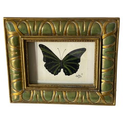 Vintage Original Butterfly Painting in Golden Frame