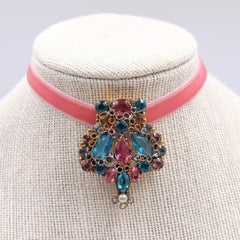 Vintage Original by Robert Multicolor Faux Topaz Crown Brooch 1950's