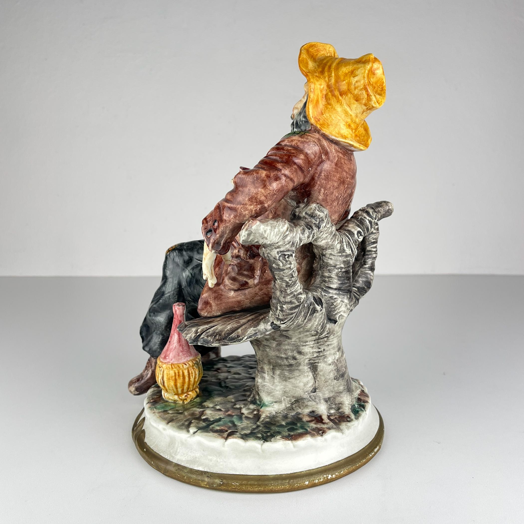 Mid-Century moderno Scultura in ceramica originale vintage Old Man di Bassano, Italia 1974 in vendita