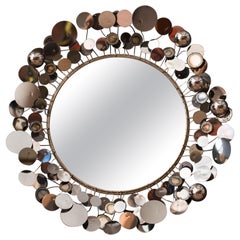 Vintage Original Chrome Raindrops Wall Mirror Sculpture by Curtis Jere