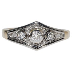 Vintage Original Circa 1960s 14k Gold Natural Diamond Decorated Band Ring