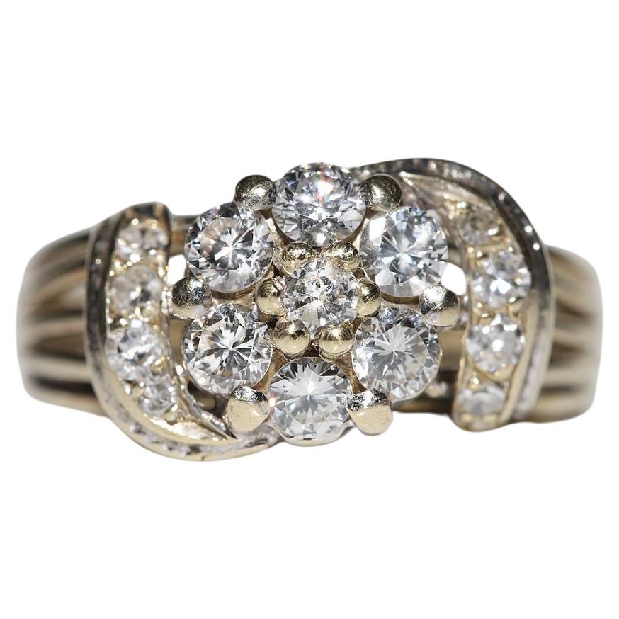 Vintage Original Circa 1970s 14k Gold Natural Diamond Cocktail Ring