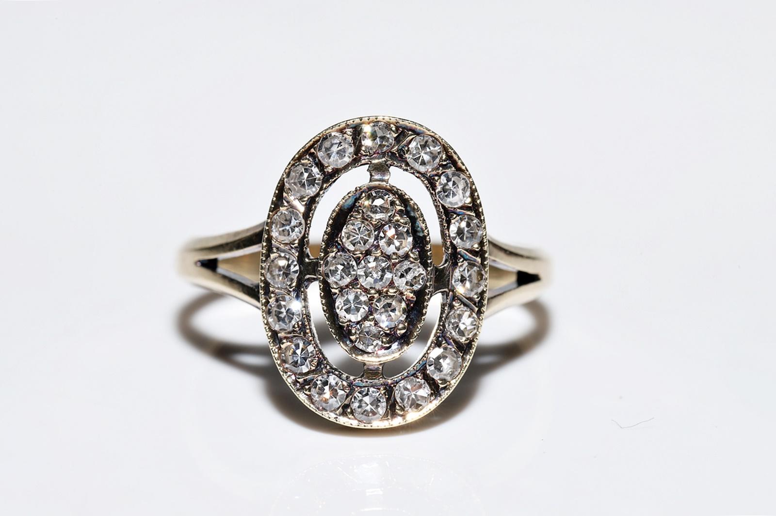 Retro Vintage Original Circa 1970s 14k Gold Natural Diamond Decorated Cluster Ring For Sale