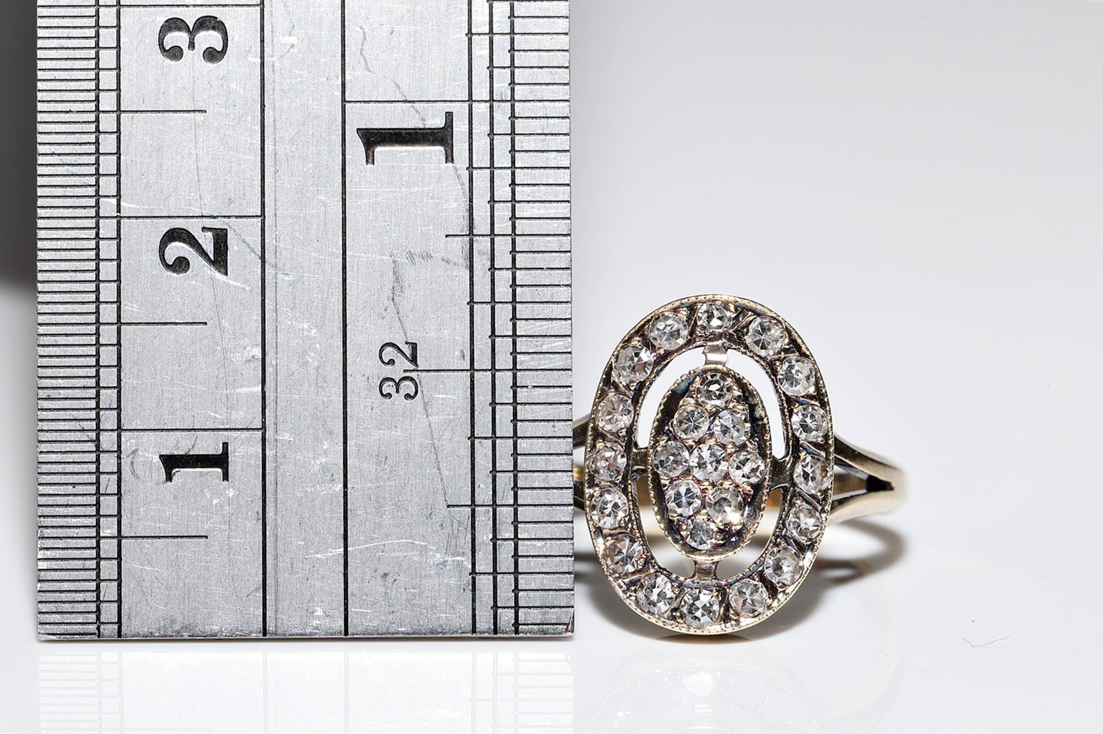 Brilliant Cut Vintage Original Circa 1970s 14k Gold Natural Diamond Decorated Cluster Ring For Sale