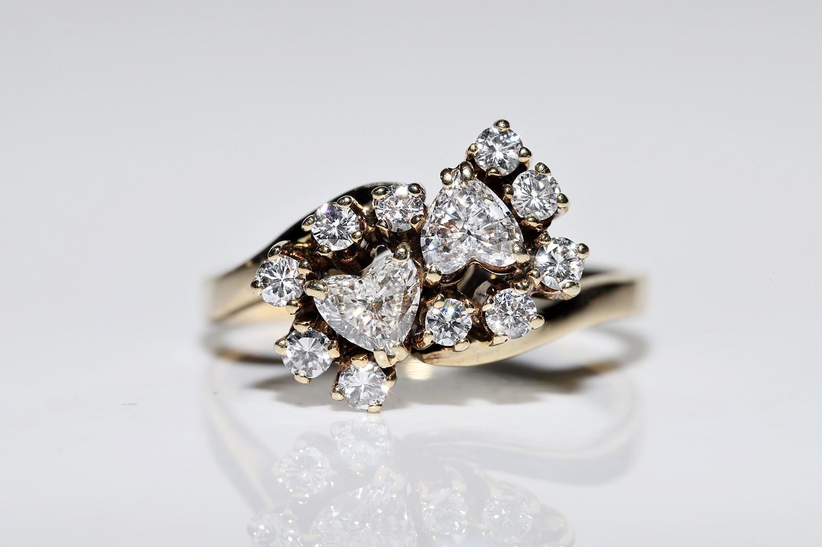 Retro Vintage Original Circa 1970s 14k Gold Natural Diamond Decorated Pretty Ring For Sale