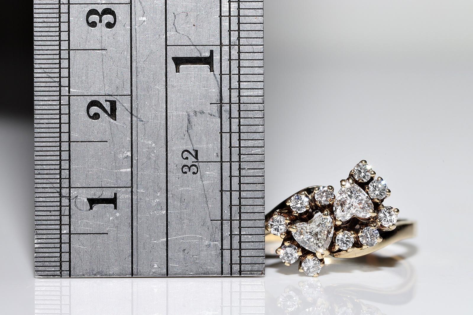 Brilliant Cut Vintage Original Circa 1970s 14k Gold Natural Diamond Decorated Pretty Ring For Sale