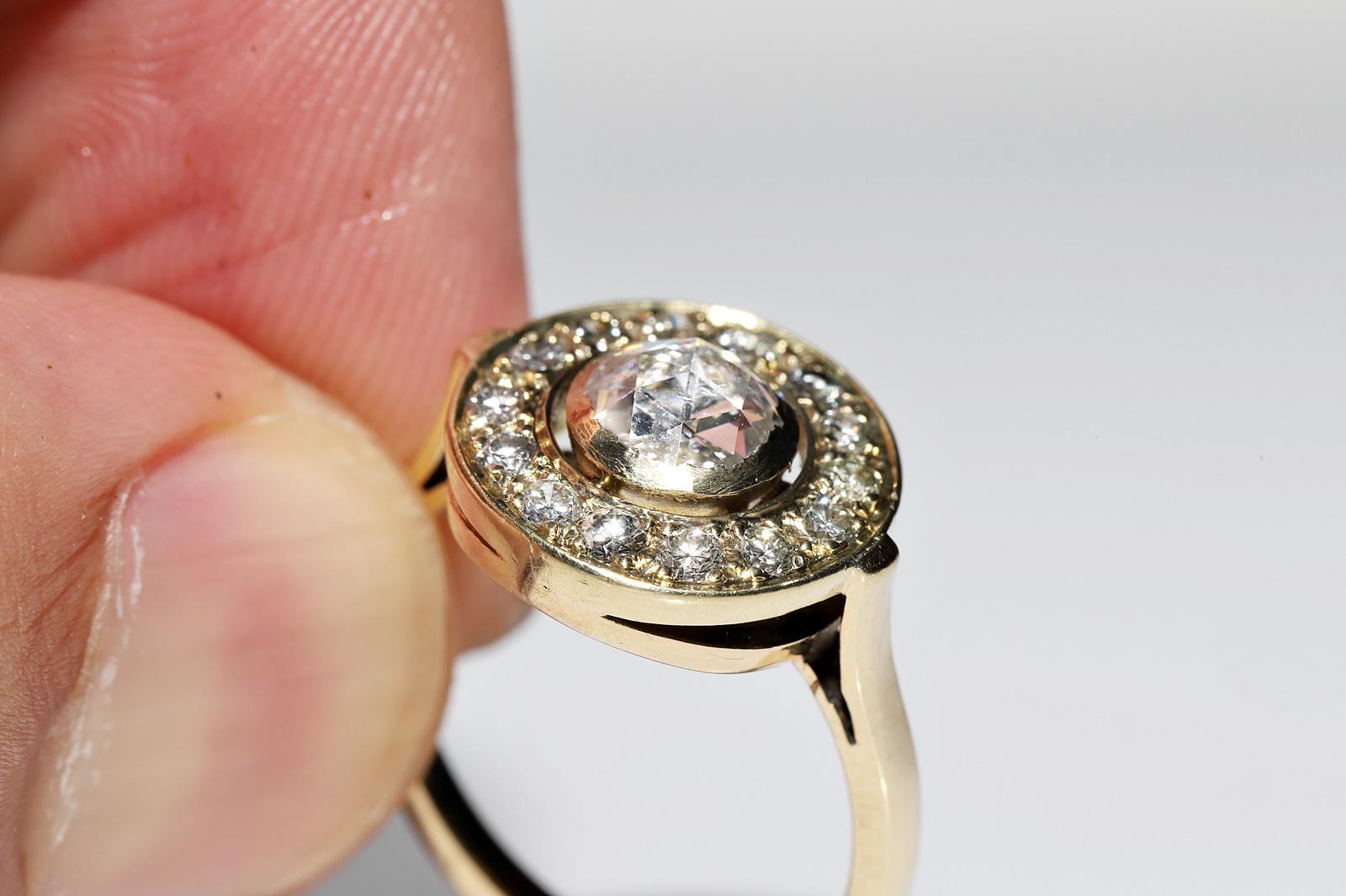 Vintage Original Circa 1970s 14k Gold Natural Diamond Decorated Ring For Sale 5