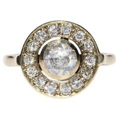 Vintage Original Circa 1970s 14k Gold Natural Diamond Decorated Ring