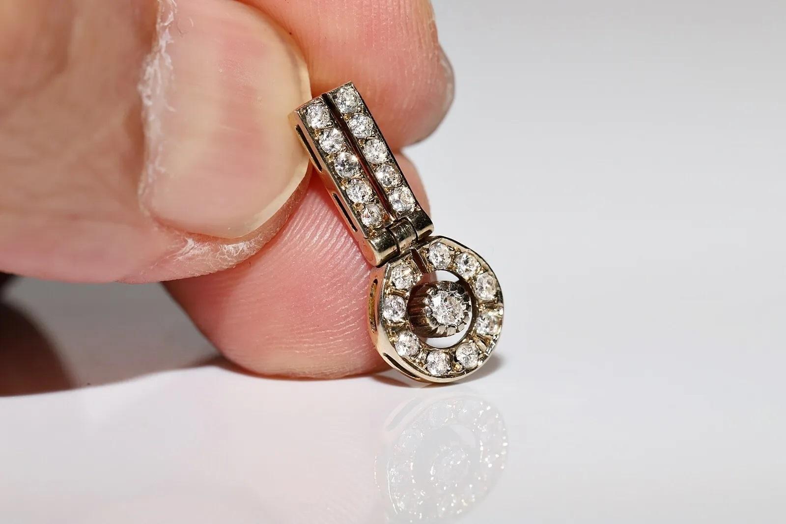 Vintage Original Circa 1970 Boucles d'oreilles pendantes en or 18k ornées de diamants naturels en vente 5