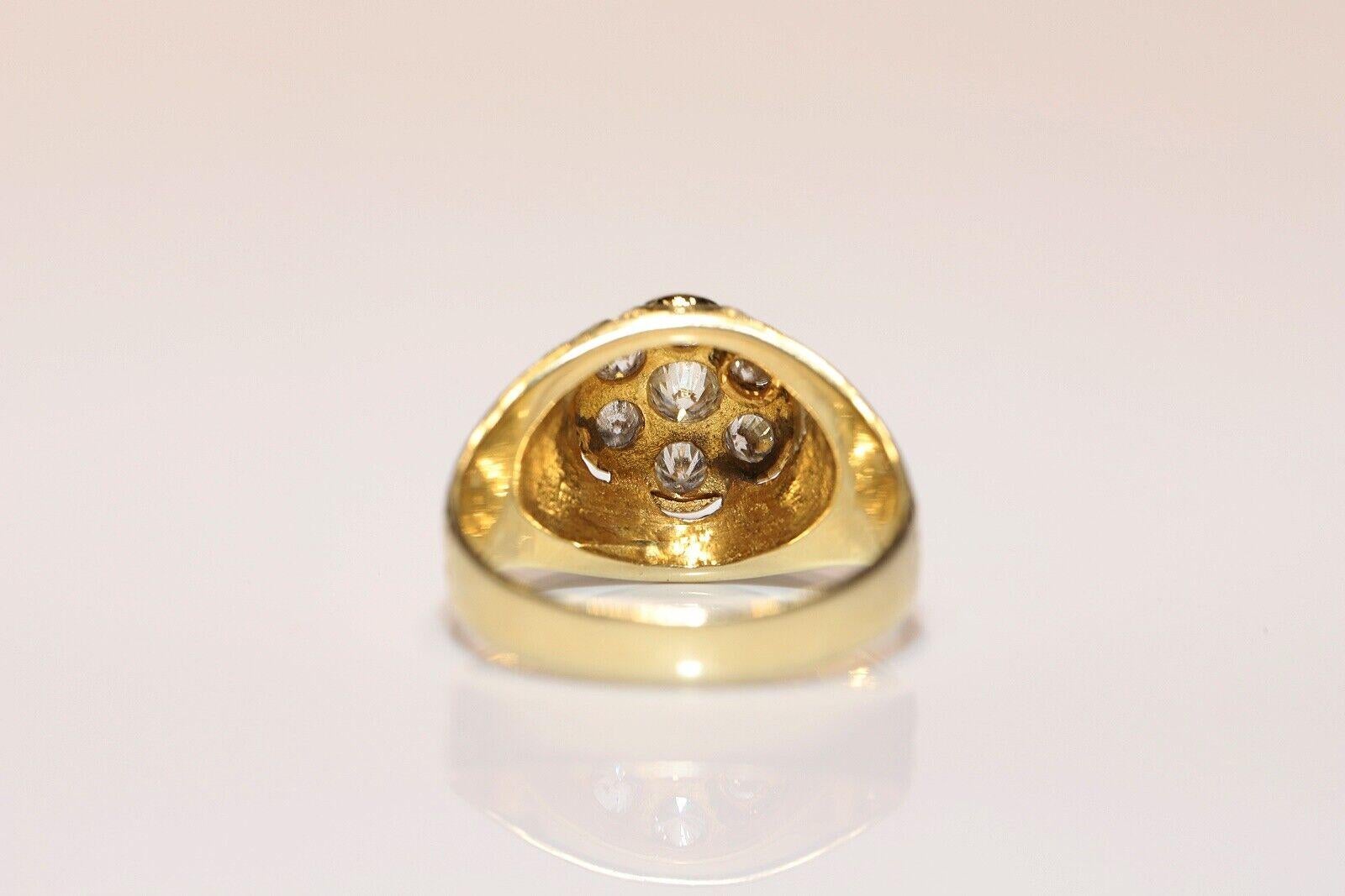 Retro Vintage Original Circa 1980s 14k Gold Natural Diamond Decorated Ring For Sale