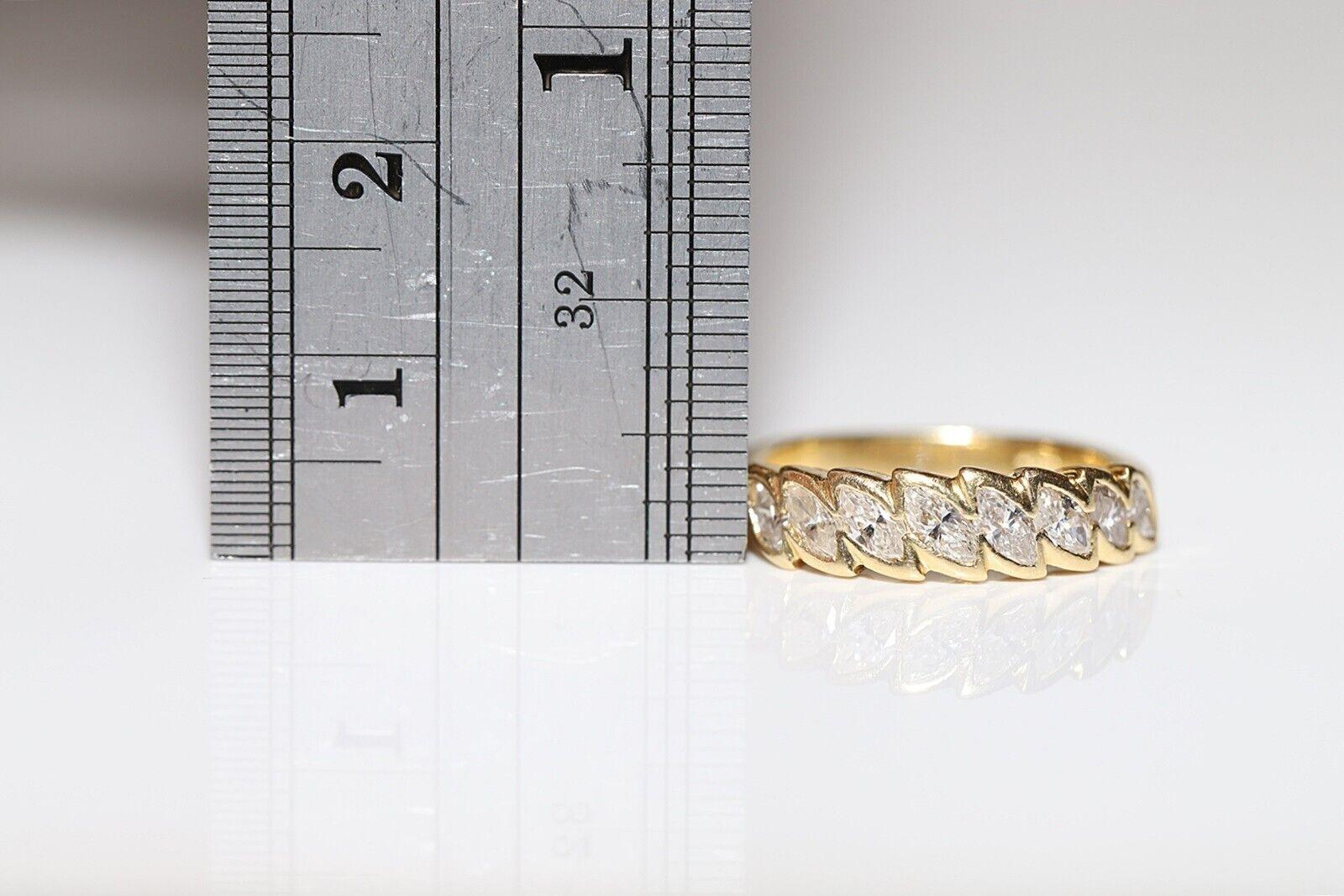 Vintage Original CIRCA 1980er Jahre 18k Gold  Diamantring mit Marquise-Schliff im Zustand „Gut“ im Angebot in Fatih/İstanbul, 34