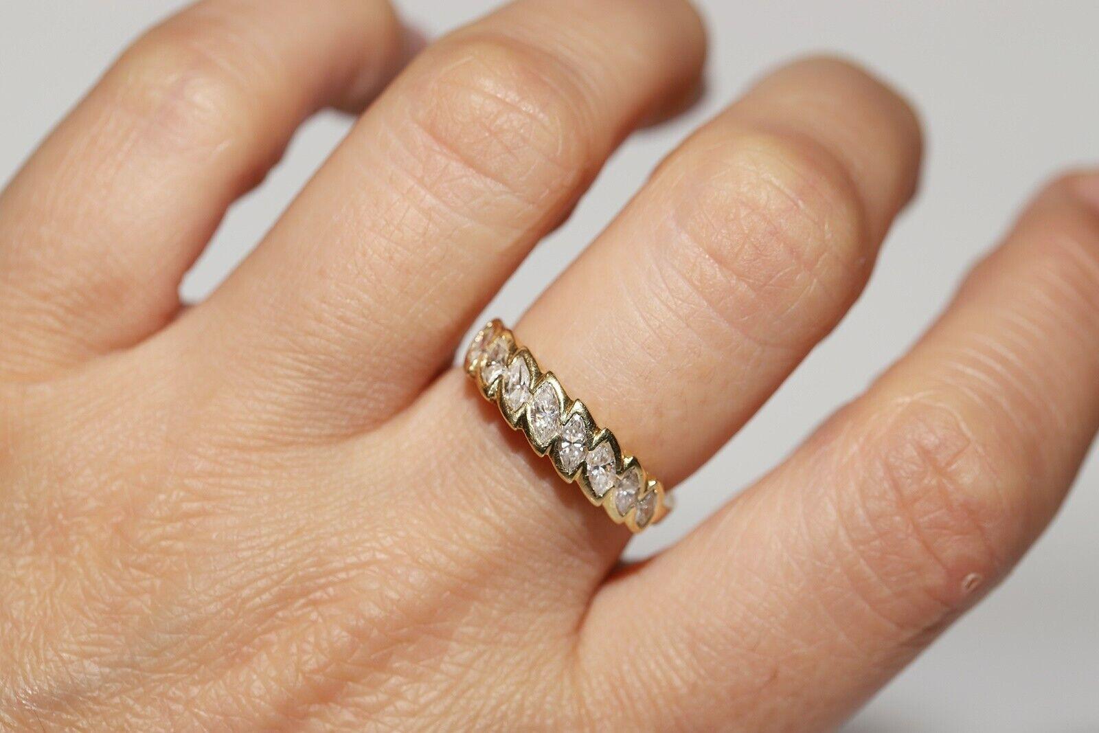 Vintage Original CIRCA 1980er Jahre 18k Gold  Diamantring mit Marquise-Schliff im Angebot 1