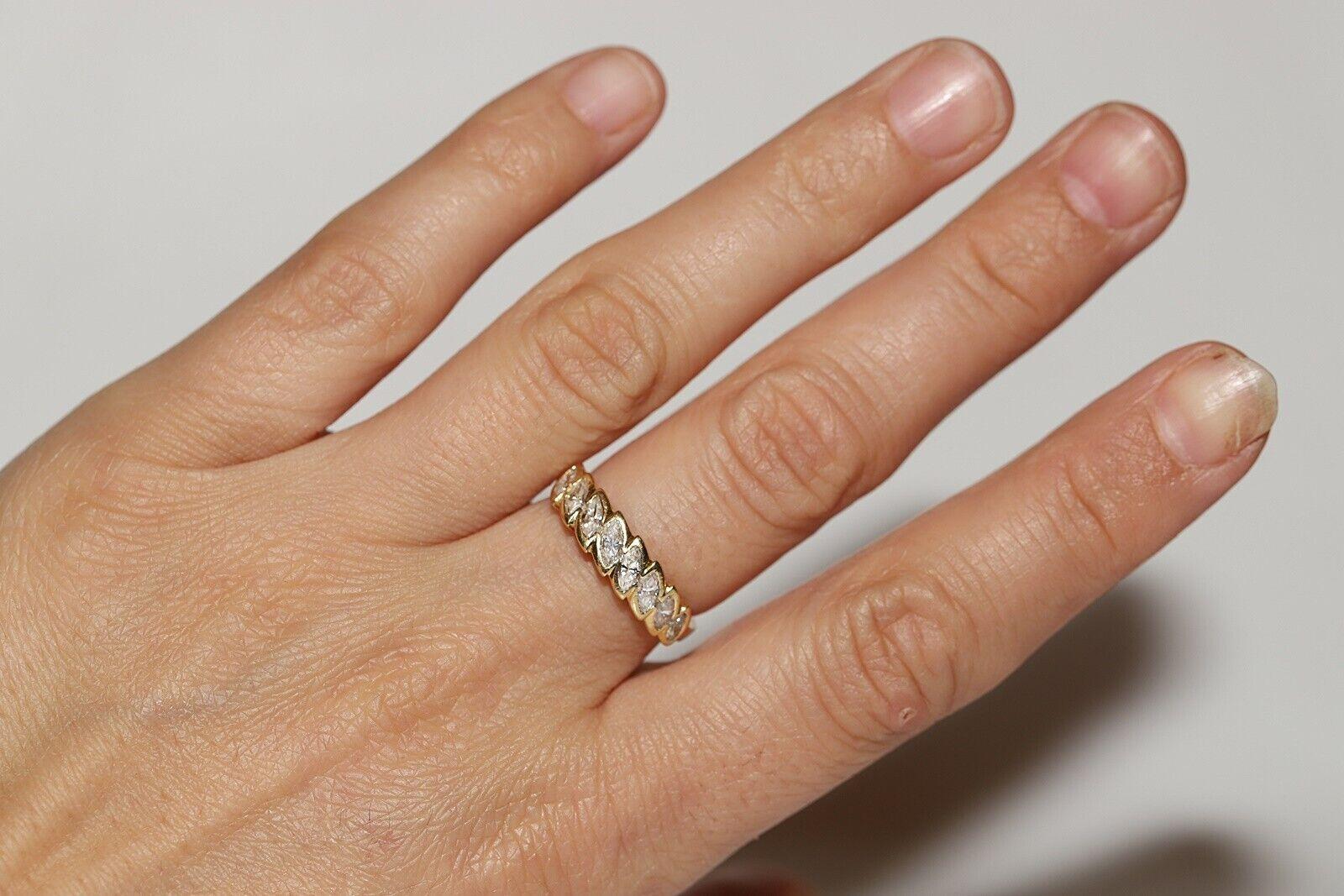 Vintage Original CIRCA 1980er Jahre 18k Gold  Diamantring mit Marquise-Schliff im Angebot 2