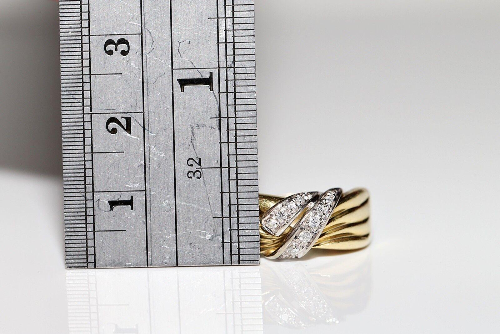 Vintage Original Circa 1980s 18k Gold Natural Diamond Band Ring For Sale 2