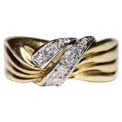 Bague vintage d
origine des années 1980 en or 18 carats avec diamants naturels