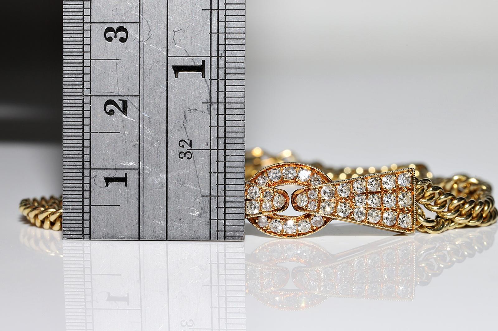 Rétro Bracelet vintage original des années 1980 en or 18 carats décoré de diamants naturels  en vente