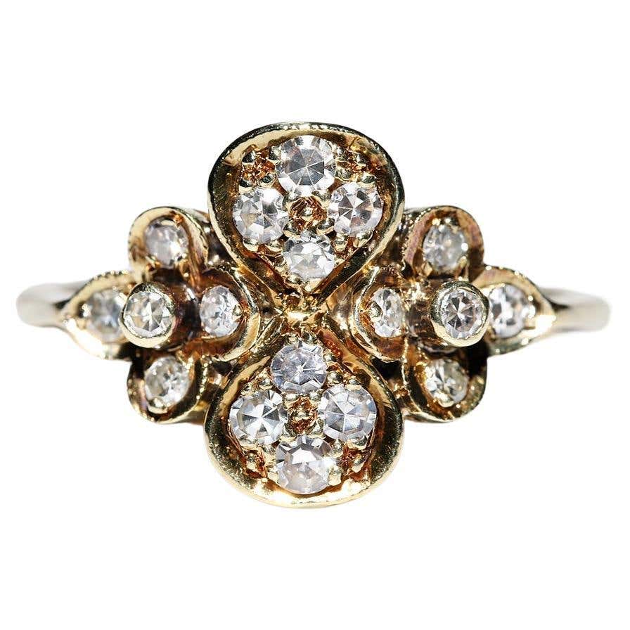 Vintage Original Circa 1990s 18k Gold Natural Diamond Decorated Pretty ...