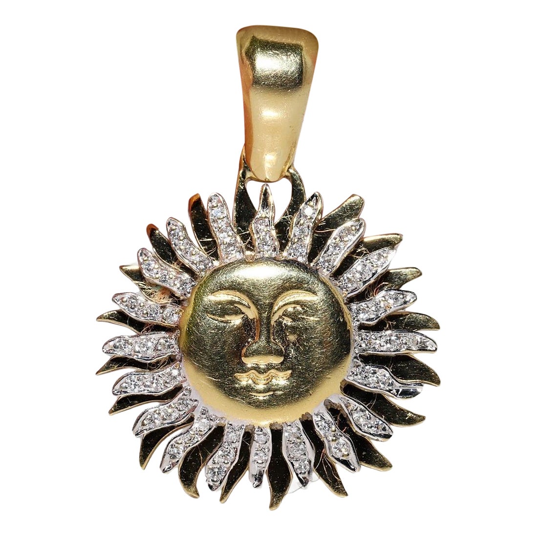 Moon and sun face pendant silver, gold For Sale at 1stDibs
