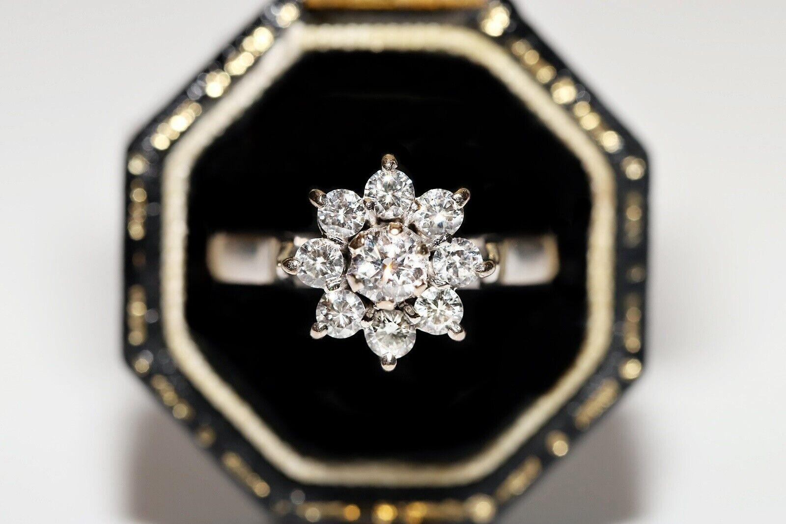 Vintage Original Circa 1990s 18k Gold Natural Diamond Decorated Pretty Ring For Sale 6