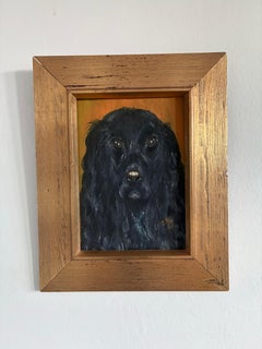 Vintage Original Dog Portrait Oil Painting, Signed Animal Art