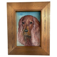 Vintage Original Dog Portrait Oil Painting, Signed Animal Art