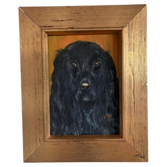 Vintage Original Dog Portrait Oil Painting, Signed Animal Art
