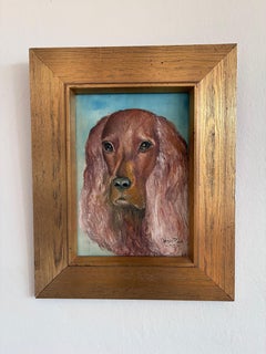 Vintage Original Dog Portrait Oil Paintings Set, Animal Wall Art