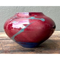 Vintage Original Drip Glazed Pottery Vase