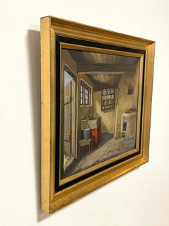 Vintage original early 20th cent. Eiler Sørensen interior painting from Denmark