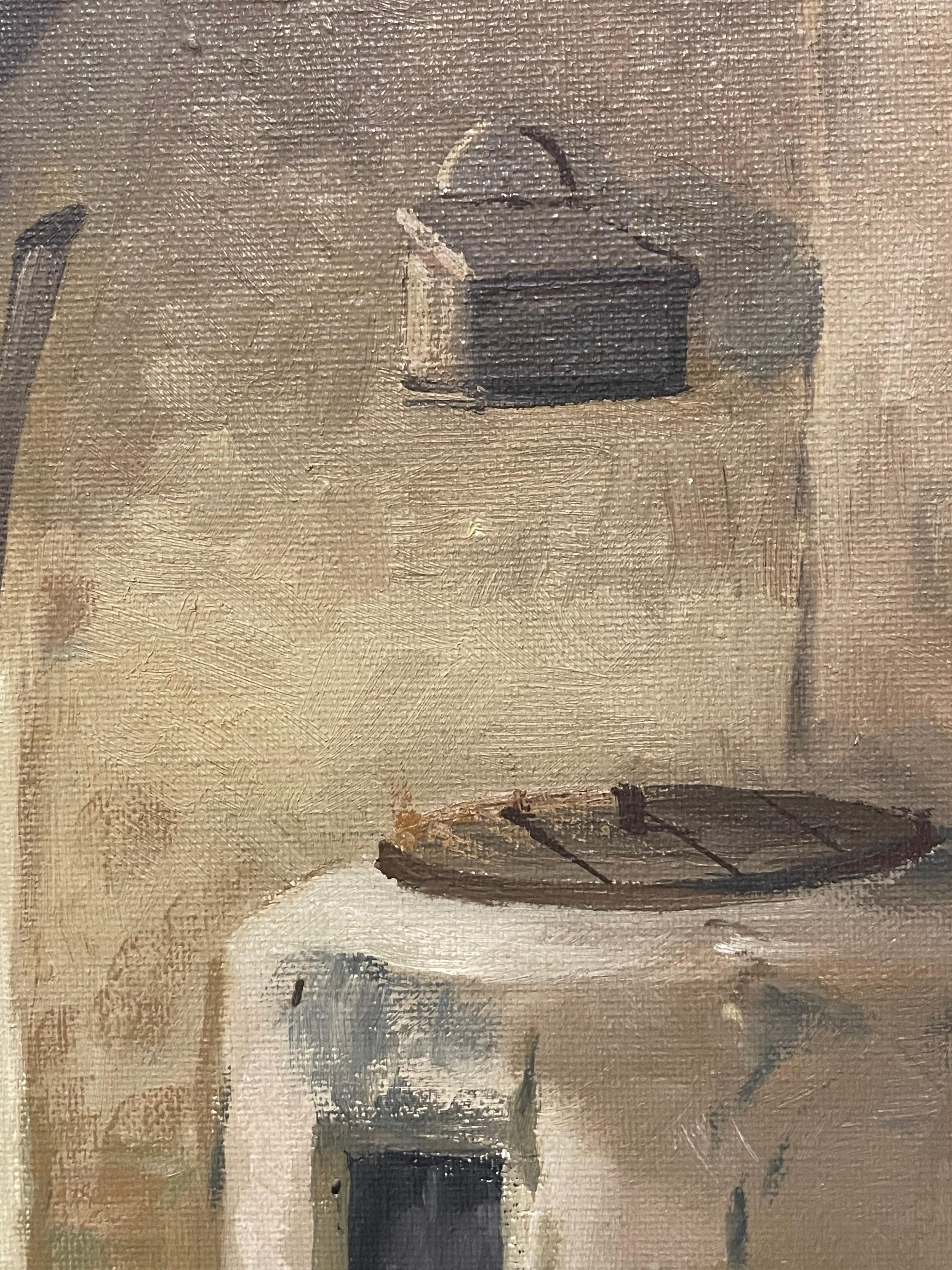 Paint Vintage original early 20th cent. Eiler Sørensen interior painting from Denmark  For Sale