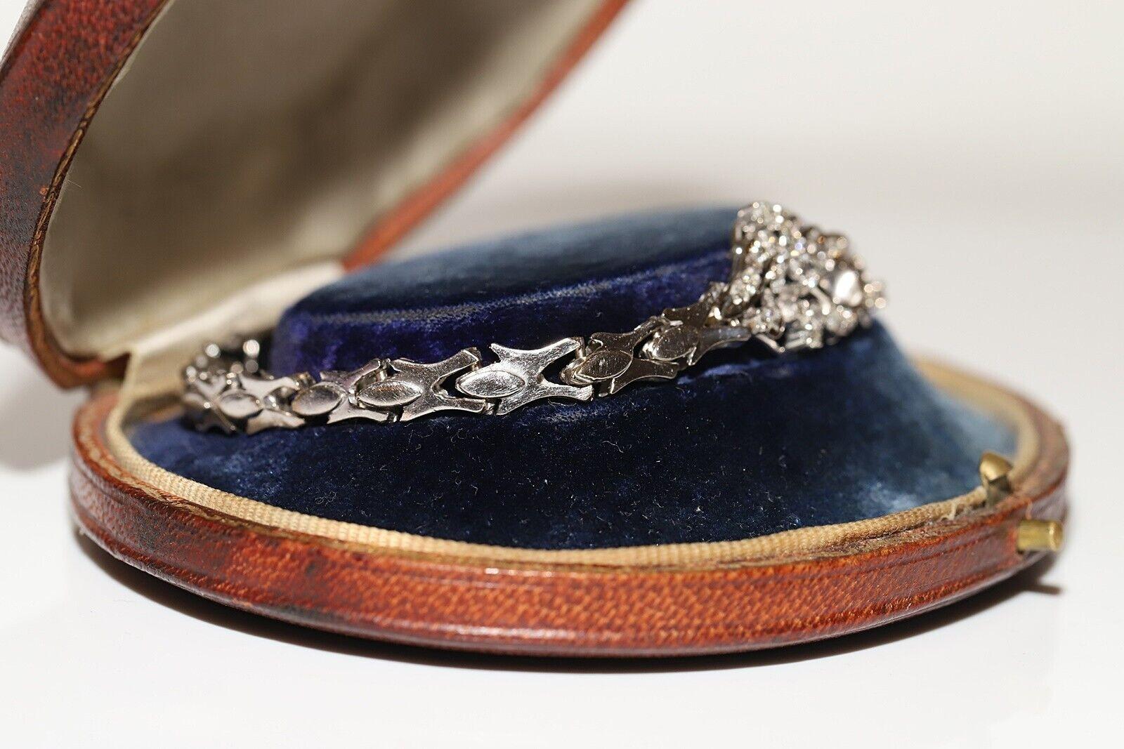 Vintage Original Egypt  Made 18k Gold Natural Diamond Decorated Bracelet  For Sale 8