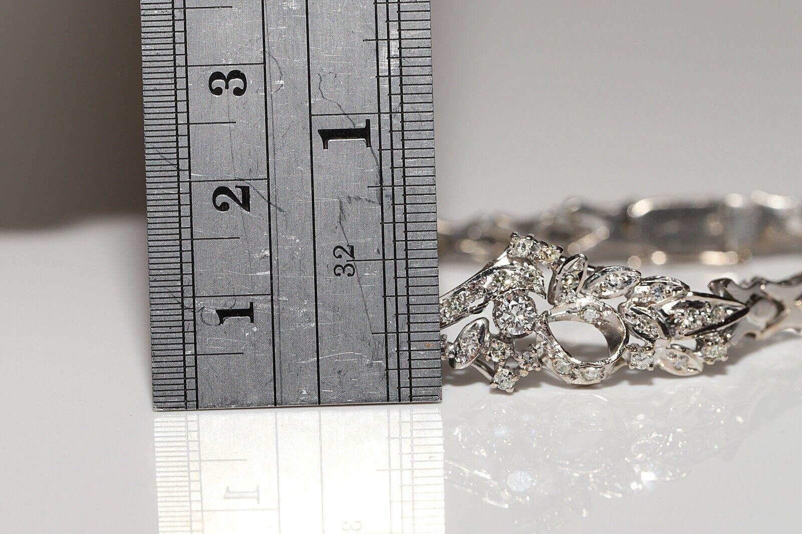 Brilliant Cut Vintage Original Egypt  Made 18k Gold Natural Diamond Decorated Bracelet  For Sale