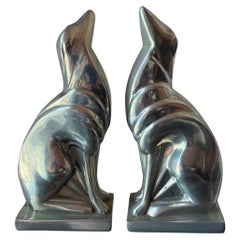 Vintage Original Factory Frankart Greyhound Russian Wolfhound Borzoi Bookends