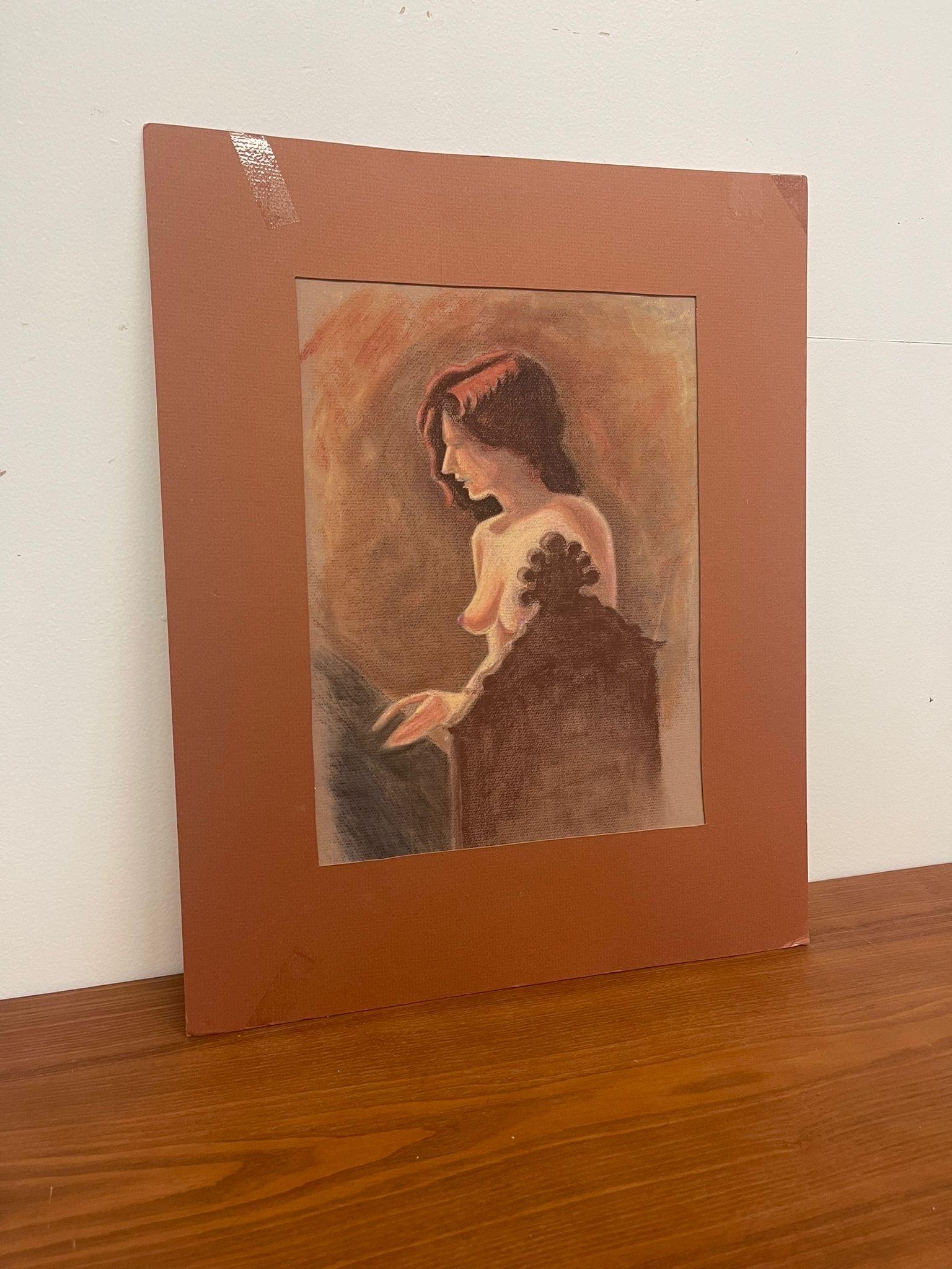 Retrato original vintage de mujer desnuda Moderno de mediados de siglo en venta