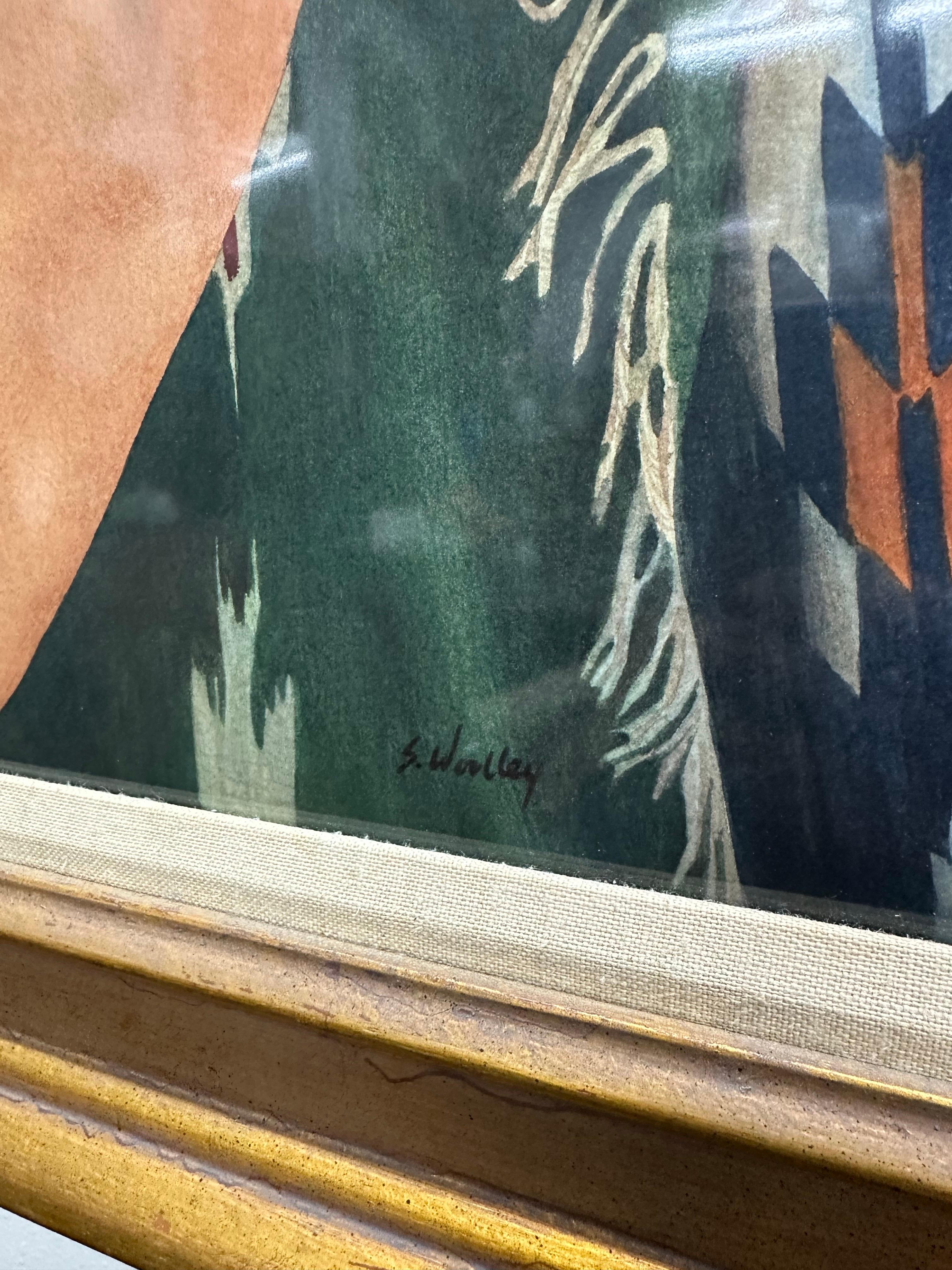 Vintage Original Figurative Nude Watercolor Framed Painting, Stephanie Woolley In Good Condition For Sale In Lutz, FL