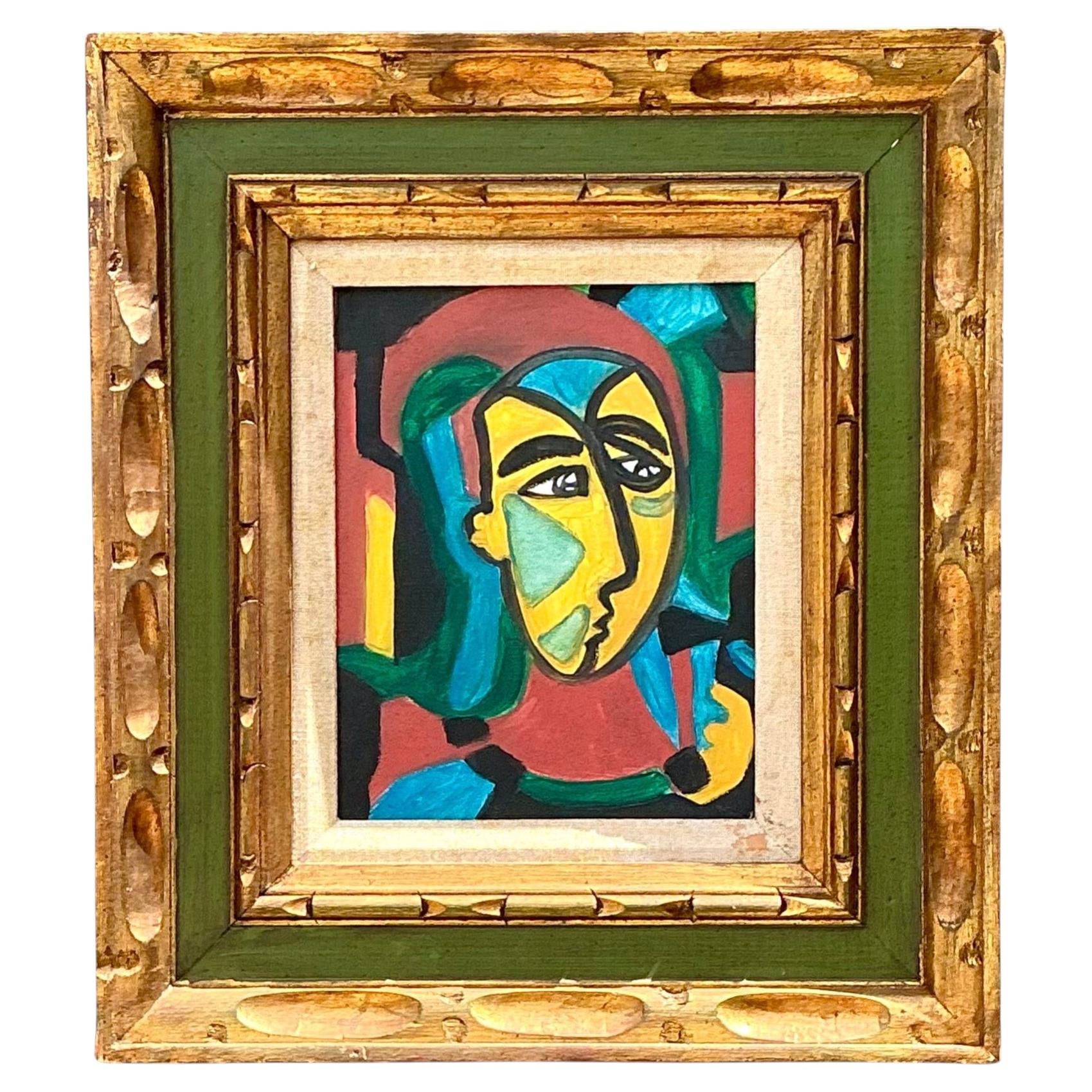 Vintage Original Figurative Oil on Canvas