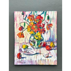 Vintage Original Floral Oil Painting on Canvas