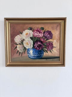 Vintage Original Floral Oil Painting, Signed Flower Art