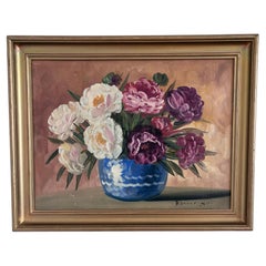 Vintage Original Floral Oil Painting, Signed Flower Art